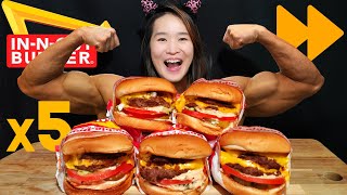 Express Mukbang 5 INNOUT DOUBLEDOUBLE CHALLENGE Double Cheeseburger Animal Style Food Challenge [upl. by Maillil583]