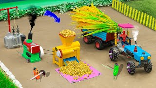 DIY mini PADDY THRESHER MACHINE science project  WHEAT THRESHING machine  mini creative projects [upl. by Ijic]