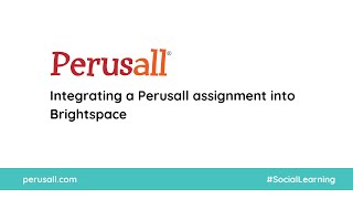 Integrating a Perusall assignment into Brightspace [upl. by Douty]