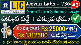 quotప్రీమియం తక్కువ బోనస్ ఎక్కువ quot lic Jeevan Labh Plan 736 Telugu best lic policy for Children [upl. by Goodill]