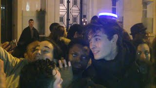 Francisco Lachowski surrounded by fans at Balmain fashion show [upl. by Amsaj]