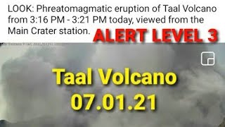 TAAL Volcano Alert Level 3  Eruption viewed at Main Crater Station 070121 volcano shorts [upl. by Triley]