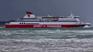 The Spirit of Tasmania outbound during a squall Seen off Point Lonsdale Victoria Australia [upl. by Aihsit]