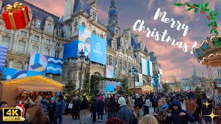 ✨ Magical Christmas Markets in Paris  Walking Tour by Hotel de Ville Notre Dame and Saint Michel 🎄 [upl. by Harsho834]