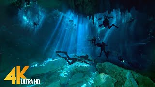 4K Cenotes Dive Relaxation Video  Mexican Underwater Caves  Incredible Underwater World  3 HOUR [upl. by Elexa]