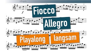 Fiocco Allegro Piano Accompaniment SLOW Tempo 60  Violin Sheet Music [upl. by Lleryd88]