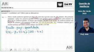 Questão de Vestibular  Unirv Rio Verde 2023  Função Quadrática  Gabarito F [upl. by Attenra220]