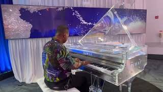 Kris Nicholson Plays Tne 12th Street Rag on the Crystal Clear Plexiglass Kawai at Namm 2024 [upl. by Bloem]