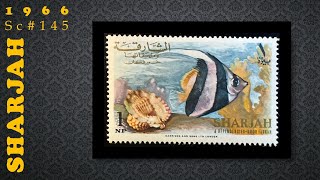 【Sharjah】1966 Sc145 Longfin Bannerfish Heniochus acuminatus [upl. by Jerry]