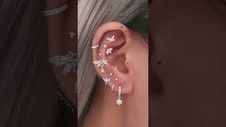 Feminine Butterfly Ear Piercing Ideas for Women with Silver Earrings [upl. by Etnohs]