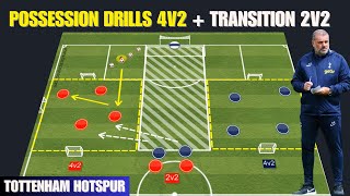 📢Possession Football Drills 4v2  Transition 2v2 Combination  Tottenham Hotspur [upl. by Corly530]