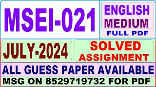 MSEI 021 solved assignment July 2024 in English  msei 021 solved assignment 2024  ignou msei021 [upl. by Eilsehc182]