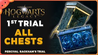 All Chest Solutions First Trial Percival Rackhams Trial  Hogwarts Legacy 1st Dungeon Puzzles [upl. by Concoff]