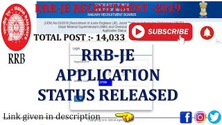 RRB JE 2019 APLICATION STATUS RELEASED CHECK HERE [upl. by Aihsile73]