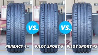 Michelin Pilot Sport 5 vs Pilot Sport 4S vs Primacy 4 The Differences Tested and Explained [upl. by Aniale]