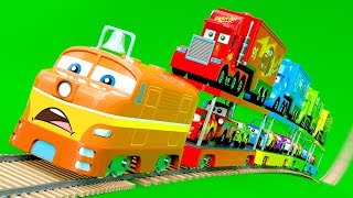 Superhero Train with Mack Truck Haulers and Car Friends Transportation [upl. by Nam]