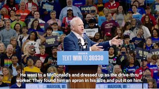 Tim Walz Addresses Donald Trumps McDonalds Cosplay He Thought It Was Halloween Already [upl. by Ibson689]