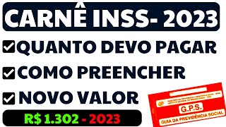 CARNÊ INSS 2023  NOVOS VALORES  AUTÔNOMO FACULTATIVO E BAIXA RENDA 20  11 E 5   R 130200 [upl. by Ludwigg917]