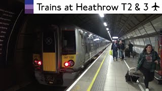 London Underground Heathrow Express And Elizabeth Line Trains at Heathrow Terminals 2 amp 3 [upl. by Yorle]