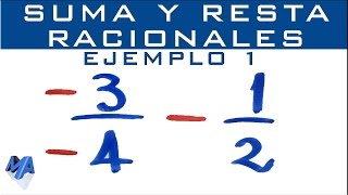 Suma y resta de números racionales  Fracciones negativas  Ejemplo 1 [upl. by Mclyman]