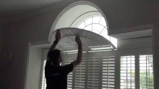 Shaped window shutters with a curved fan top  See how the louvre blades move [upl. by Mace]