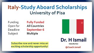 Italy Scholarship No IELTS  Study Abroad  Fully Funded Scholarships  Dr H Ismail [upl. by Shannen946]