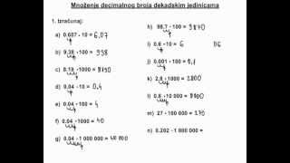 Množenje decimalnog broja dekadskom jedinicom  05  ZADACI [upl. by Hada814]