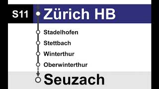 ZVV Ansagen  S11 Aarau – Dietikon – Zürich HB – Winterthur – Seuzach [upl. by Dhaf]