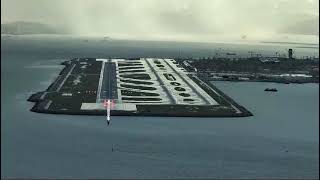 Beautiful LANDING of BOEING 747 at Hong Kong airport its looks like SIM but its REAL [upl. by Biamonte]