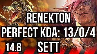 RENEKTON vs SETT TOP  1304 Quadra Legendary  NA Challenger  148 [upl. by Caswell]