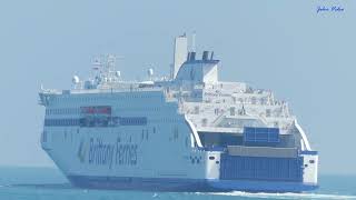 4K Brittany Ferries ferry EFlexer quotSalamancaquot départ de Cherbourg en direction de Portsmouth [upl. by Min]