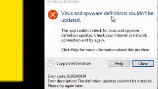 How to fix error code 0x80240438 Virus and spyware definitions couldnt be updated [upl. by Aber864]