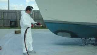 Fiberglass Boat Stripping with the Dustless Blaster [upl. by Cesar542]