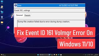 Fix Event ID 161 Volmgr Error on Windows 1110 [upl. by Amiarom]