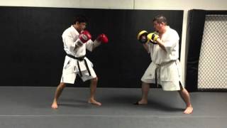 Machida Karate Pad work Combination  With Sensei Chinzo Machida amp Sensei Joseph Claycomb [upl. by Perdita829]