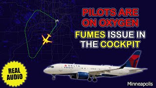 Fumes in the cockpit Pilots don oxygen masks Delta Airbus A220 returns to Minneapolis Real ATC [upl. by Ahsimac]