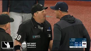 Ejection 025  Yankees Manager Aarone Boone and Umpire Marty Foster Go NosetoNose in Argument [upl. by Nylicaj]