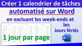 Créer un calendrier de tâches automatisé sur Word en excluant les weekends et jours fériés 👍 [upl. by Alemahs]