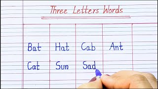 Three Letter Words  Learn and Write 3 Letters Words  Phonic Sound of Three Letter Words [upl. by Cha]