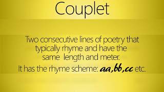 POETRY TERM  COUPLET [upl. by Sorci237]