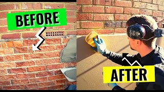 Repairing Old Walls With Sand Cement Render Construction  BRICK  SOLID WALLS in 6 Minutes FLAT [upl. by Ennaylime]