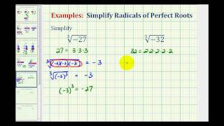 Ex Simplify Radicals with Negative Radicands and Odd Indexes [upl. by Ahsinet]