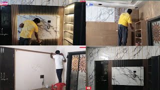 टीवी यूनिट कैसे बनाएं  WPC Louvers on Tv unit  How to make Tv cabinet  wooden Tv unit design [upl. by Neau]