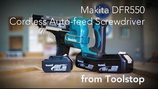 Makita DFR550 18V Cordless liion AutoFeed Screwdriver from Toolstop [upl. by Ailedroc]