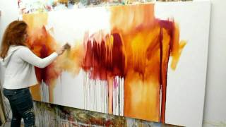 Abstract acrylic painting Demo  Abstrakte Malerei quotFlüsterzeitquot by ZacherFinet [upl. by Humo]