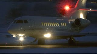 Dassault Falcon 7X TakeOff in Winter Wonderland [upl. by Irah]