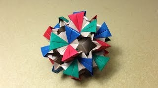 Modular Origami  Kusudama  Spike Ball Sonobe 30units [upl. by Volotta]