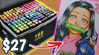 I bought the CHEAPEST 168 ALCOHOL MARKERS  UNBOXING amp DRAWING TEST [upl. by Milda]