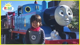 Ryan meets Giant Real Life Thomas and Friends Trains at ThomasLand Amusement Park [upl. by Lah387]