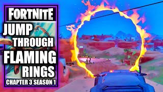 Jump Through Flaming Rings in a Vehicle  Fortnite Chapter 3 Season 1 Quest [upl. by Nahtnoj444]